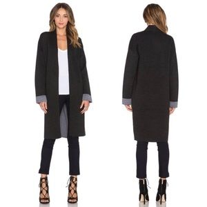 Theory Armelle Evian Stretch Knit Longline Open Front Cardigan Sweater Coat